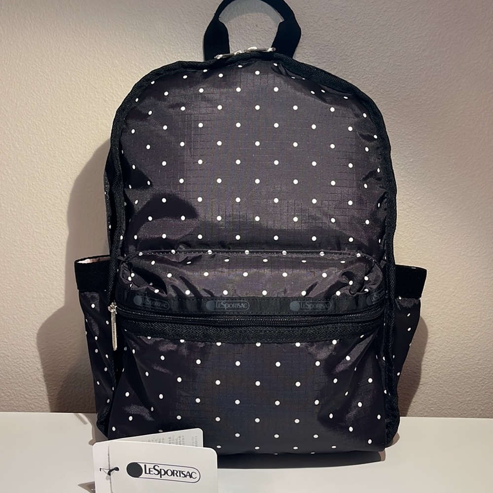 LeSportsac Black and White Polka Dot Backpack
